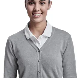 Ladies Quantum Low Pill Cardigan Close Up Collar